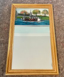 Reverse Painted Boston Harbor Decorated Empire Mirror