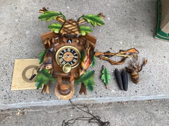 Vintage Cuckoo Clock Hunting Theme With Stag Guns Hare Bird