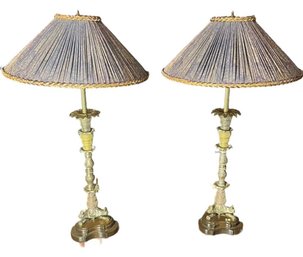 Raymond Waites For Frederick Cooper Beaded Table Lamps With Custom Shades