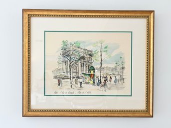 Parisian Water Color And Ink By French Artist Janicotte