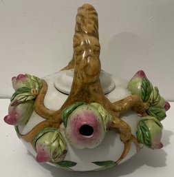 Vintage Unusual Flowered Embossed Tea Pot