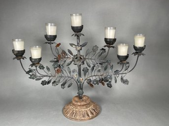 Metal & Wood Candle Holder, 1 Of 2