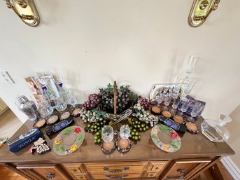 Basket Of Beaded Grapes, Crystal Stemware, Coasters For Bottles And The Wine Stems And More