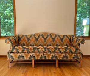 Camel Back Sofa With Flame Stitch Upholstery