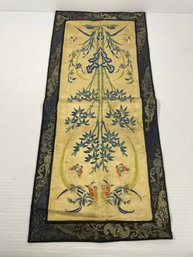 19th Century Chinese Silk Embroidered Textile  Panel With Butterflies