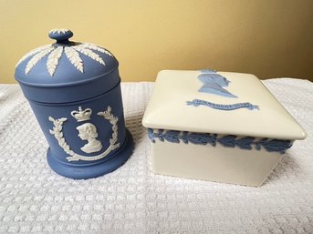 1953 Coronation, Pale Blue Jasperware, With Ivory And Blue Covered Box, King George, 1937