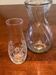 2 Vases. ! Etched