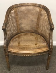 Vintage Mid Century Caned Barrel Back Arm Chair