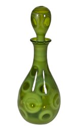 Hand Blown Art Glass Perfume Bottle In Green