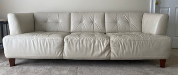 Chataeu Ivory Tufted Sofa With Wooden Legs