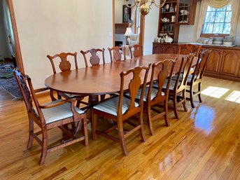 Eldred Wheeler Double Pedestal Dining Table & Ten Chairs