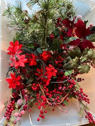 Box Of Red Berry And Floral Holiday/Winter Greenery And Lights