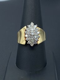 Massive 29 Diamond Cluster Cocktail Ring In 14k Yellow Gold