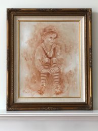 Beautifully Framed Painting Of A Young Boy, Signed Brody