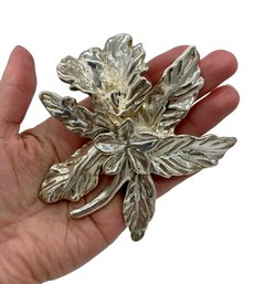 Large Vintage Sterling Silver Flower Brooch / Pendant