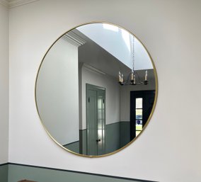 Umbra Hub Round Contemporary Brass Mirror