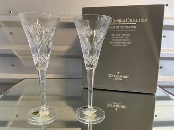 Pair Of Waterford Crystal Prosperity Toasting Flutes With Tags And Box