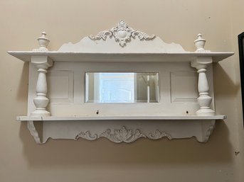 Painted White Antique Mirror And Wall Shelf