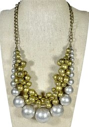 Silver Tone And Gold Tone Designer Beaded Necklace