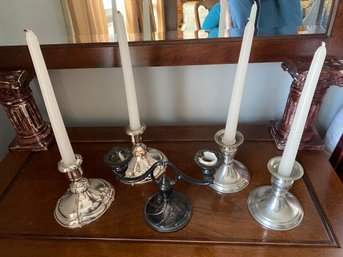 Silverplate , Pewter, And Sterling  Candlesticks