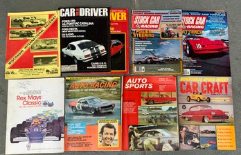 Vintage Stock Car, Car & Driver & Auto Racing Magazine 1960s & 1970s Plus 2 Racing Programs From 1977 & 1980