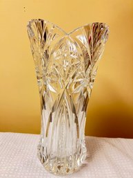 Crystal Vase, Trumpet Shaped, Scalloped Edge