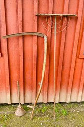 Antique 6ft Hay Rake-antique Craftsman Sickle- Antique Plunger