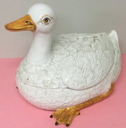 Web Footed Goose, Duck Ceramic Serving Bowl.