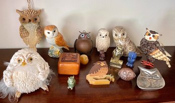 Fabulous Lot Of 16 Owl Figures Including Beswick Figurine, Small Cast Iron, More!