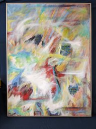 LARGE Bright Abstract Painting On Canvas Signed 'Leonard'