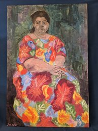 1967 Painting On Canvas Seated Woman