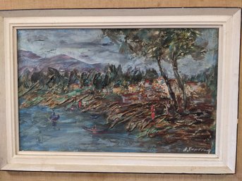 Vintage Signed Mid Century Modern Landscape Painting