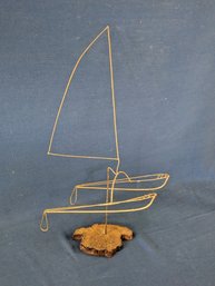 Simple Minimalist Wire Balance Catamaran Sculpture Signed 'Mac' 1974