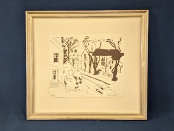 Pencil Signed Fairfield Porter Limited Edition Lithograph 'Southampton Street Scene'1971