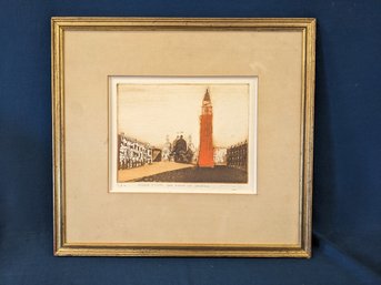 Signed 'Piccolo Piazza San Marco In Venezia' Engraving By Marion Micossi