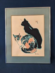 Vintage Signed In Plate Theophile Alexandre Steinlen Cat Lithograph