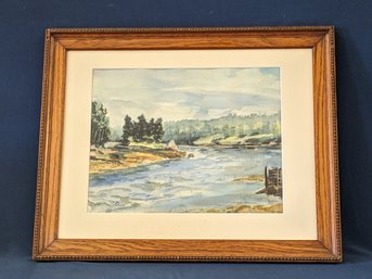 Signed Phil Brockway Watercolor Landscape Painting Maine Artist