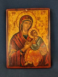 Madonna And Child Icon With Gold Leaf