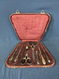 Antique Cased Silver Sewing Set