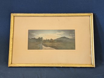 1904 Wallace Nutting Colored Photograph Pencil Signed And Titled 'Across The Meadow'