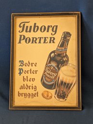 Rare Antique 1898 Tuborg Porter Poster / Ad In Danish