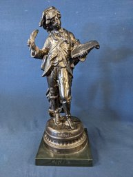 Vintage Rancoulet Spelter Statue Of A Young Boy