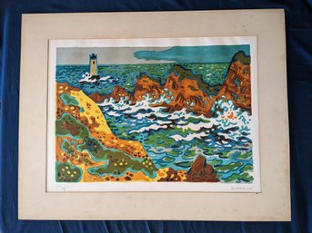Pencil Signed Guy Charon Le Phare 1965 Lithograph