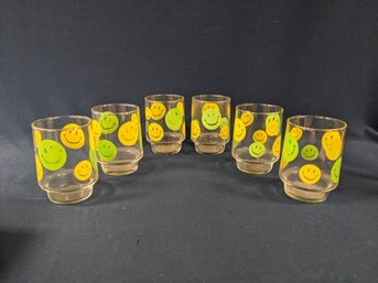 Vintage Lemon And Lime Smiley Face Glasses - Set Of Six