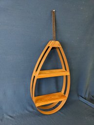 Mid Century Modern Bent Wood 'Teardrop' Hanging Shelf / Plant Holder