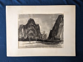 Pencil Signed And Titled Russell Limbach 'Yosemite Dusk' Watercolor Painting