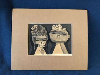 Vintage Shuzo Ikeda Woodblock 'Flower Girls'