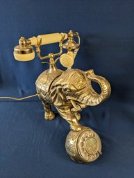 Fantastic Hollywood Regency Brass Elephant Rotary Telephone