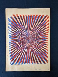 1968 Donald K. Dahlin Red And Blue Op Art Print Out Of The Artist's Portfolio