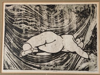 Signed Woodcut 2/8 'Nude' By ???